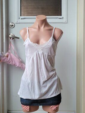 Blue Notes White Lace Babydoll Tank Top